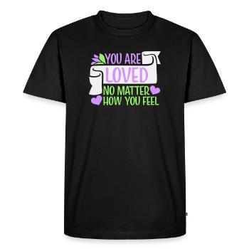 Tu es aimé, peu importe la compassion que tu ressens - T-shirt Premium bio Homme - noir - Devant - Nico (187cm)