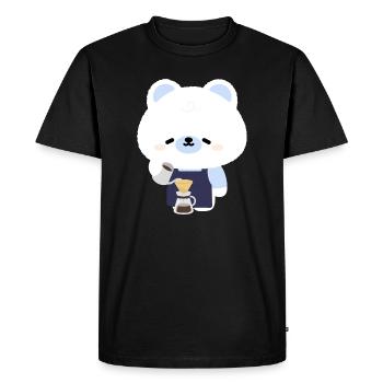 Cozy Polar Bear Barista - Men's Premium Organic T-Shirt - black - Front - Nico (187cm)
