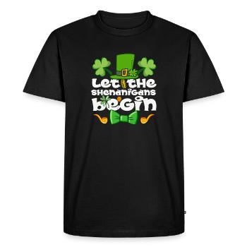 Let The Shenanigans Begin St Patrick’s Day - Men's Premium Organic T-Shirt - black - Front - Nico (187cm)