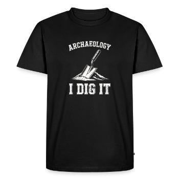 Archéologie I Dig It Conception de truelle - T-shirt Premium bio Homme - noir - Devant - Nico (187cm)