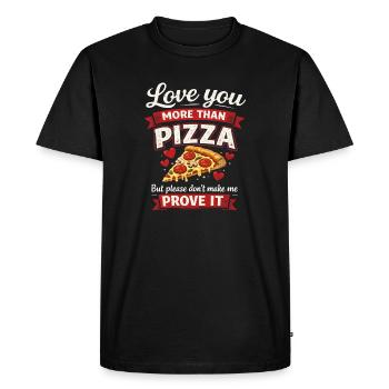 Pizza drôle : Plat italien tranche de fromage pepperoni - T-shirt Premium bio Homme - noir - Devant - Nico (187cm)