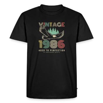 Millésime 1986 maturé - T-shirt Premium bio Homme - noir - Devant - Nico (187cm)