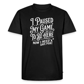 I Paused My Game – Save Point - Men's Premium Organic T-Shirt - black - Front - Nico (187cm)