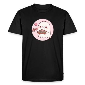 Cute Little Ghost Loves Sushi Rolls - Men's Premium Organic T-Shirt - black - Front - Nico (187cm)