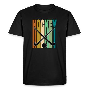 Hockey sur gazon rétro vintage - T-shirt Premium bio Homme - noir - Devant - Nico (187cm)