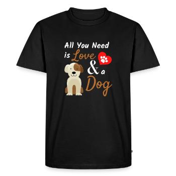 Tout ce dont vous avez besoin, c’est d’amour et d’une citation pour un chien mignon et un animal de compagnie - T-shirt Premium bio Homme - noir - Devant - Nico (187cm)