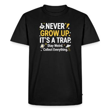 Grow Up Kidult Retro Collector - Men's Premium Organic T-Shirt - black - Front - Nico (187cm)