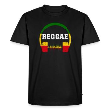 Conception des ondes casques reggae - T-shirt Premium bio Homme - noir - Devant - Nico (187cm)