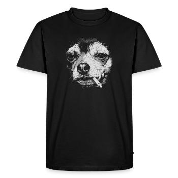 Humour du mème drôle de chihuahua qui fume - T-shirt Premium bio Homme - noir - Devant - Nico (187cm)