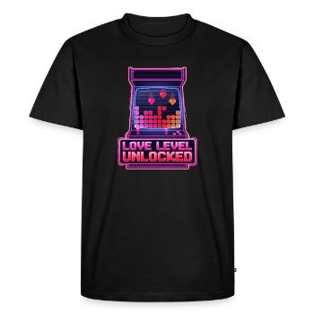  Love Level Unlocked Arcade Retro Video Game - Men's Premium Organic T-Shirt - black - Front - Nico (187cm)
