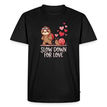 Ralentir pour l’amour Randonnée mignonne de paresseux - T-shirt Premium bio Homme - noir - Devant - Nico (187cm)