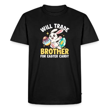 Will Trade Brother Easter Candy Funny Bunny - Men's Premium Organic T-Shirt - black - Front - Nico (187cm)