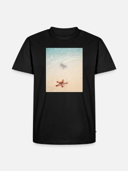 Liebe am Strand und Seesterne - Männer Premium Bio T-Shirt - Schwarz