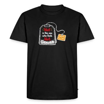 Hot is the one who feels hot – Tea Saying - Men's Premium Organic T-Shirt - black - Front - Nico (187cm)