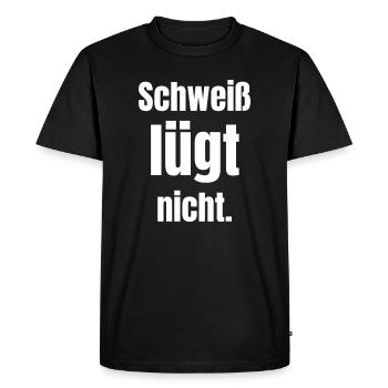 La sueur ne ment pas. - T-shirt Premium bio Homme - noir - Devant - Nico (187cm)
