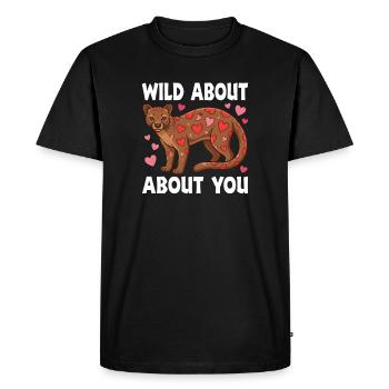 Wild About You Fossa Animal Valentine Love Pun - Men's Premium Organic T-Shirt - black - Front - Nico (187cm)