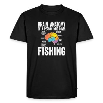 Anatomie du cerveau d’un amateur de pêche - T-shirt Premium bio Homme - noir - Devant - Nico (187cm)