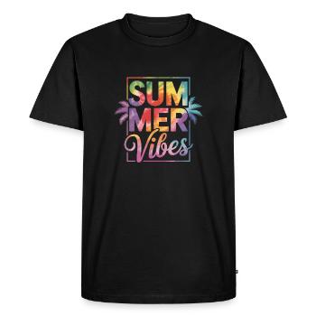 Ambiance estivale - T-shirt Premium bio Homme - noir - Devant - Nico (187cm)