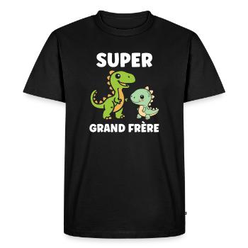 Super Grand Frère Dinosaures - T-shirt Premium bio Homme - noir - Devant - Nico (187cm)