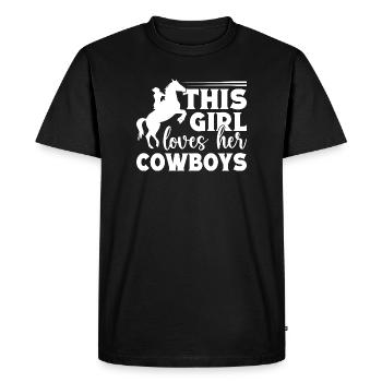 Équitation de rodéo Cette fille adore ses cow-boys - T-shirt Premium bio Homme - noir - Devant - Nico (187cm)
