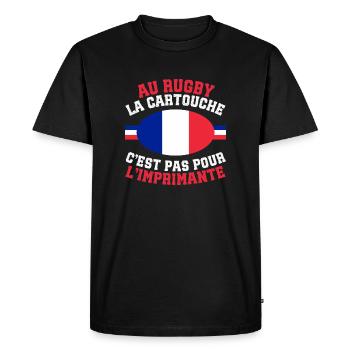 Supporter Rugby Cartouche Humour - T-shirt Premium bio Homme - noir - Devant - Nico (187cm)
