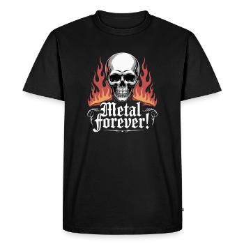 Metal Forever Skull Flame - Men's Premium Organic T-Shirt - black - Front - Nico (187cm)