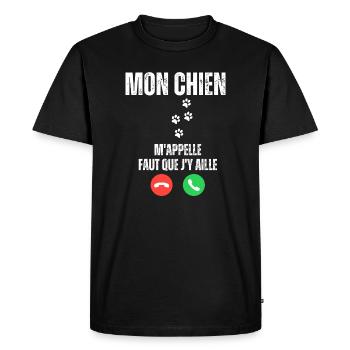 Mon Chien M'Appelle Faut Que J'y Aille - T-shirt Premium bio Homme - noir - Devant - Nico (187cm)
