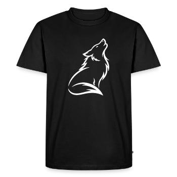 Silhouette du Loup Hurlant – Animal Sauvage Mystique - T-shirt Premium bio Homme - noir - Devant - Nico (187cm)