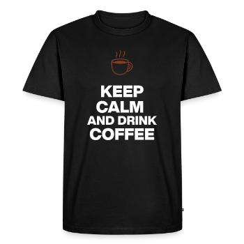 RESTE CALME ET BOIS DU CAFÉ, RIEN NE MARCHE SANS CAFÉ - T-shirt Premium bio Homme - noir - Devant - Nico (187cm)