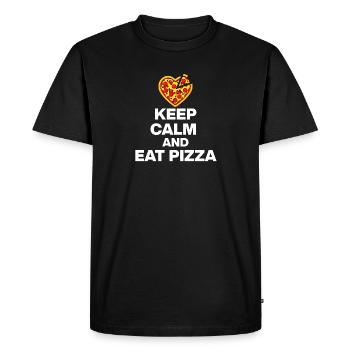 RESTE CALME ET MANGE DE LA PIZZA, CADEAU 🍕 DE TOXICOMANE DE PIZZA - T-shirt Premium bio Homme - noir - Devant - Nico (187cm)
