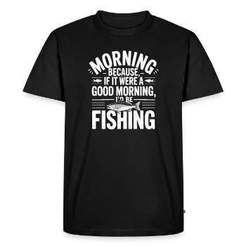 Citation de pêche matinale Tee - T-shirt Premium bio Homme - noir - Devant - Nico (187cm)