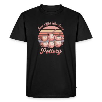 Juste une fille qui aime la poterie - T-shirt Premium bio Homme - noir - Devant - Nico (187cm)