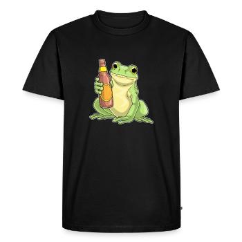 Grenouille Bouteille de Bière - T-shirt Premium bio Homme - noir - Devant - Nico (187cm)