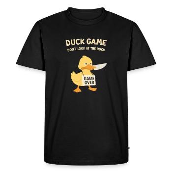 Jeu des canards : Fin du jeu Bouclier - T-shirt Premium bio Homme - noir - Devant - Nico (187cm)
