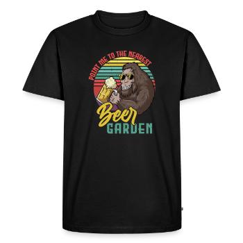 Sasquatch Beer Garden Retro - Men's Premium Organic T-Shirt - black - Front - Nico (187cm)