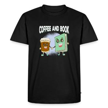 Coffee meets book friendship - Men's Premium Organic T-Shirt - black - Front - Nico (187cm)
