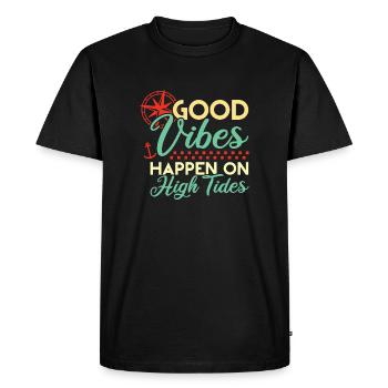 Bonnes vibrations à marée haute - T-shirt Premium bio Homme - noir - Devant - Nico (187cm)