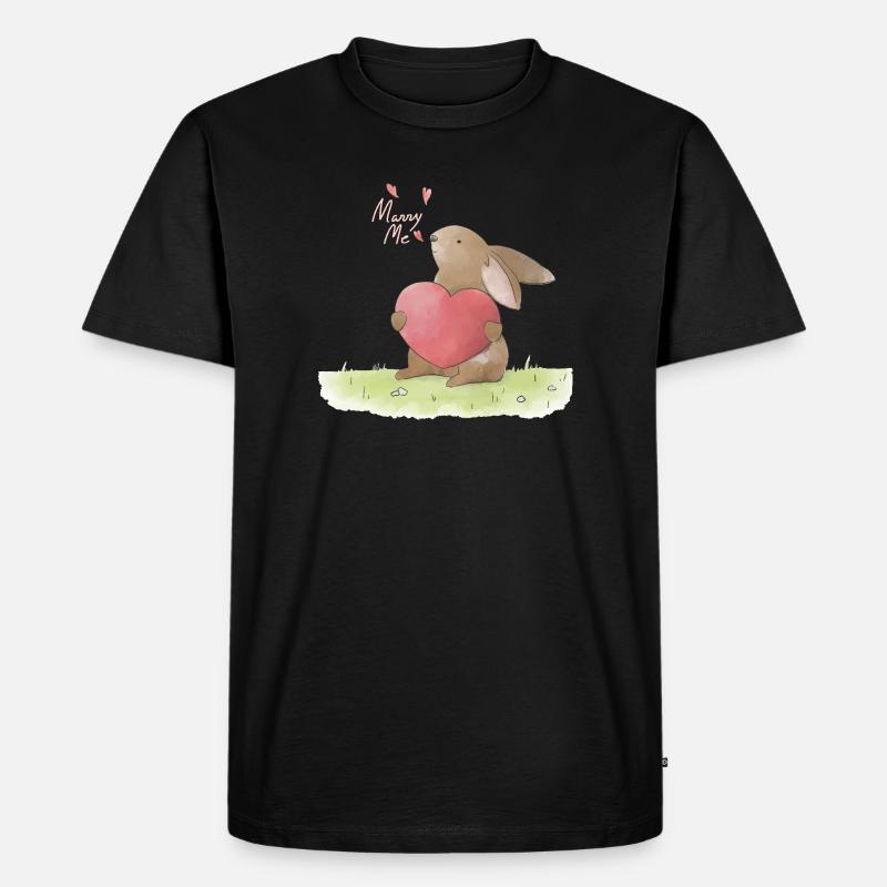 Heiratsantrag Illustration Marry Me Proposal - Männer Premium Bio T-Shirt - Schwarz