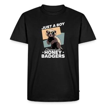 Funny Honey Badger - Men's Premium Organic T-Shirt - black - Front - Nico (187cm)