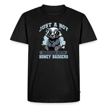 Funny Honey Badger - Men's Premium Organic T-Shirt - black - Front - Nico (187cm)
