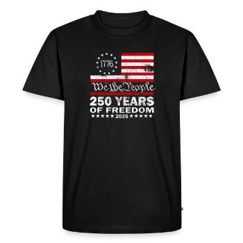 Patriotic 250 Years of Freedom 2026 - Men's Premium Organic T-Shirt - black - Front - Nico (187cm)