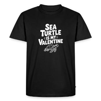 La Tortue de mer est ma Saint-Valentin - T-shirt Premium bio Homme - noir - Devant - Nico (187cm)