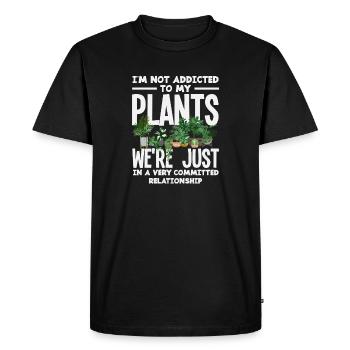 Not addicted to plants funnier - Men's Premium Organic T-Shirt - black - Front - Nico (187cm)
