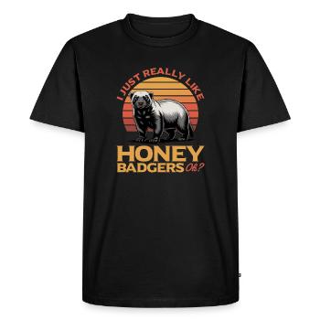 Funny Honey Badger - Men's Premium Organic T-Shirt - black - Front - Nico (187cm)
