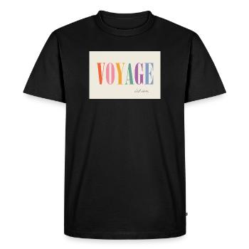 Voyage – c'est vivre - Men's Premium Organic T-Shirt - black - Front - Nico (187cm)