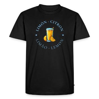 Logo du cercle d’agrumes de la limonade - T-shirt Premium bio Homme - noir - Devant - Nico (187cm)