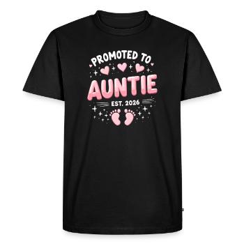 Aunt 2026 Aunt 2026 Promoted to Aunt 2026 - Men's Premium Organic T-Shirt - black - Front - Nico (187cm)