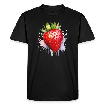 Watercolor Strawberry Spritzer - Men's Premium Organic T-Shirt - black - Front - Nico (187cm)