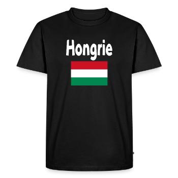 Hungary Flag and word Hungary - Men's Premium Organic T-Shirt - black - Front - Nico (187cm)
