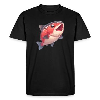 Saumon Saumon - T-shirt Premium bio Homme - noir - Devant - Nico (187cm)